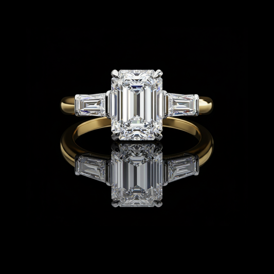 2.27 CT Dazzling Emerald Cut Three Stone Lab Grown Diamond Luxury Wedding Jewelry