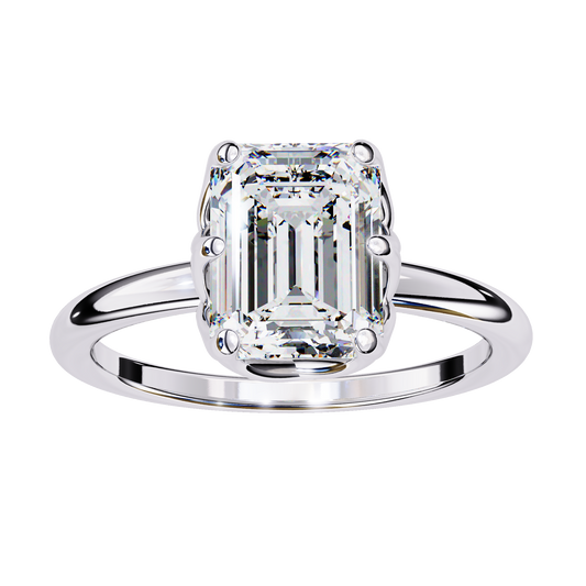Hidden Halo Emerald Lab Diamond Solitaire Engagement Ring - view 4
