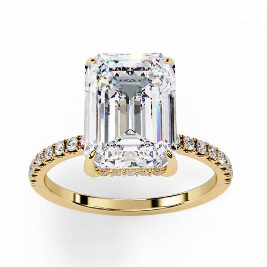 Emerald Solitaire With Side Accents Lab Diamond Engagement Ring - view 2