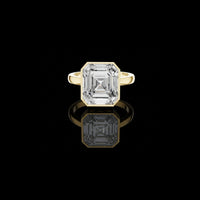 7.32 TCW Architectural Emerald Cut Moissanite Diamond Solitaire Ring with Sleek Bezel Setting For Her