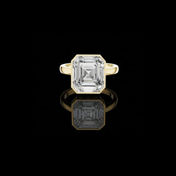 7.32 TCW Architectural Emerald Cut Moissanite Diamond Solitaire Ring with Sleek Bezel Setting For Her