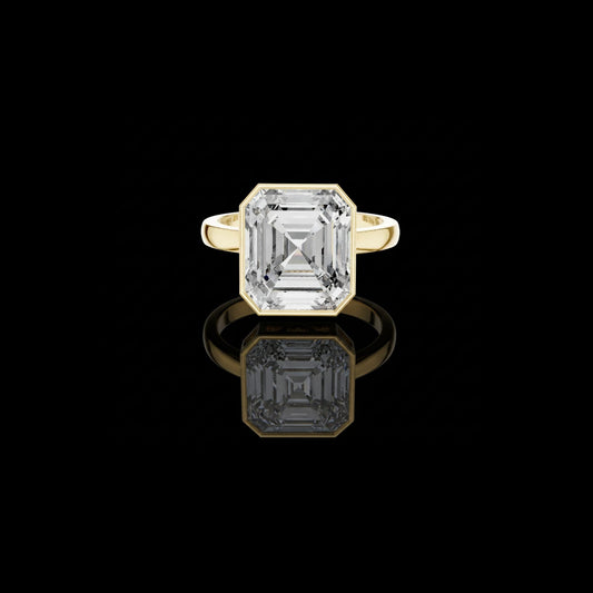 7.32 TCW Architectural Emerald Cut Moissanite Diamond Solitaire Ring with Sleek Bezel Setting For Her