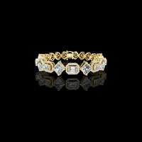 12.04 TCW Unique Geometric Emerald Moissanite Diamond Bracelet with Alternating Halo and Open Gallery Design