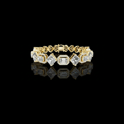 Emerald And Asscher Cut Halo Lab Diamond Tennis Bracelet