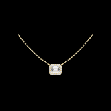2.00 CT Sparkling Emerald Cut Moissanite Diamond Halo Classic Solitaire Pendant Jewelry For Her