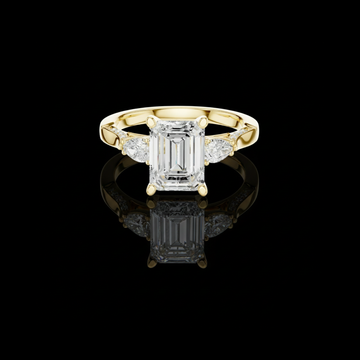3.00 CT Luxurious Emerald Cut Lab Grown Diamond with Pear Accents and Pave Band Designer Engagement Ring For Her