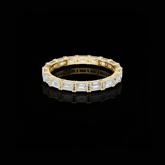 1.06 TCW Emerald Cut Moissanite Diamond Full Eternity Ring for Women Luxury Anniversary Band For Her