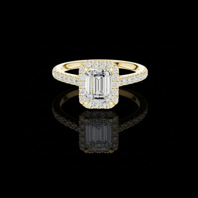 Emerald Cut Lab Diamond Ring with Halo Setting