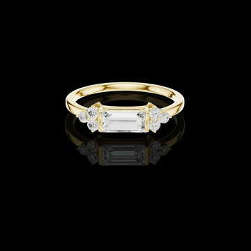 1.00 CT Dazzling Baguette Cut Moissanite Diamond with Round Accent Stones Modern Classic Engagement Ring For Her