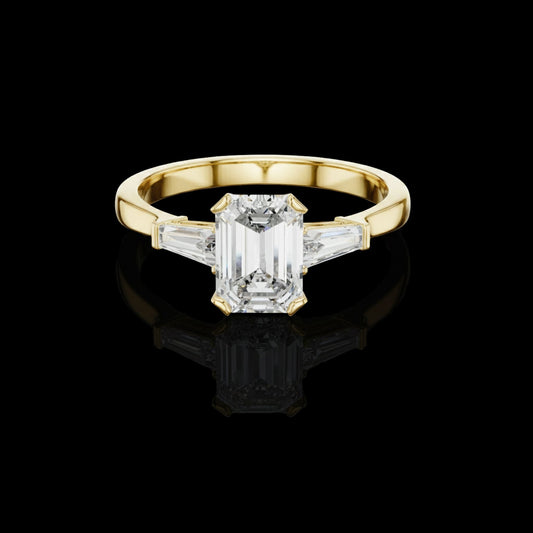 1.00 CT Designer Moissanite Emerald Cut Diamond Ring For Her Smile