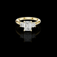 2.50 CT Exclusive Emerald Cut with Round Side Lab Grown Diamond Accents Elegant Three Stone Proposal Ring for Her