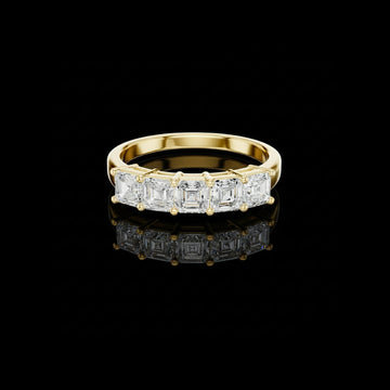 2.50 TCW Elan Asscher Gold Step Cut Lab Grown Diamond Bridal Wedding Band for Women