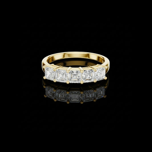 1.11 TCW Elan Emerald Gold Step Cut Lab Grown Diamond Bridal Wedding Band for Women