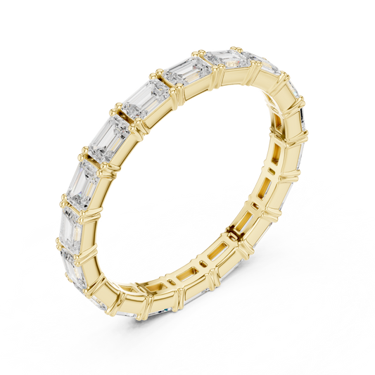 1.06 TCW Emerald Cut Moissanite Diamond Full Eternity Ring for Women Luxury Anniversary Band For Her