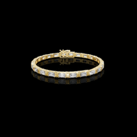 8.96 TCW Dazzling Emerald MoissaniteDiamond Tennis Bracelet with Architectural Open Link Detailing