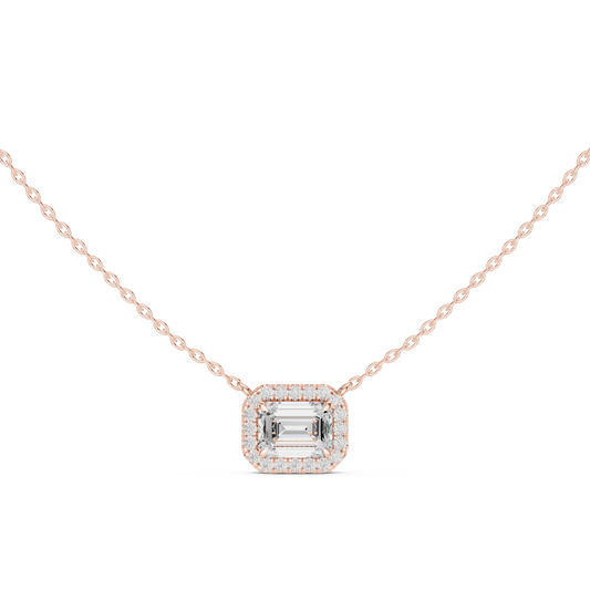 Emerald Cut Halo Pendant - view 2
