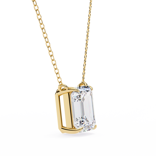 0.45 TCW Emerald Cut Lab Grown Diamond Solitaire Pendant Necklace - view 2
