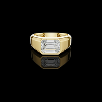 1.8 TCW Timeless Regal Emerald Cut Moissanite Diamond Signet Ring with a Bold Architectural Silhouette
