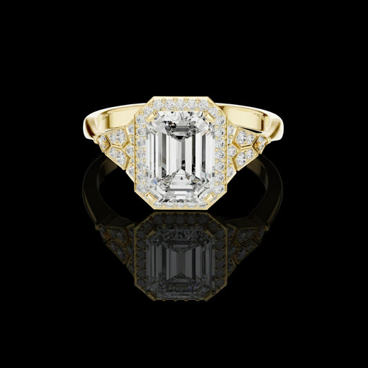 1.7 CT Vibrant Moissanite Emerald Cut Diamond Ring For Look Of Day