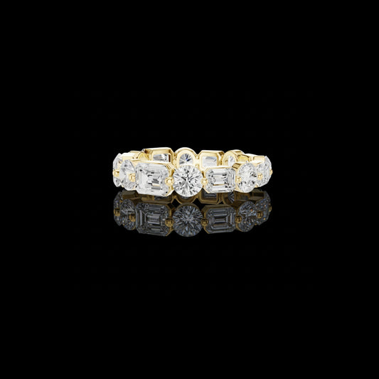 4.55 TCW Celestia Prism Alternating Cut Lab Diamond Eternity Band Sculpted Luxury Setting For Her