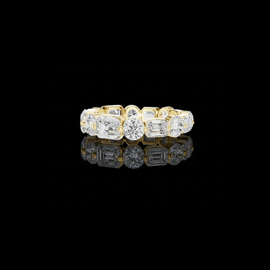 6.50 TCW Celestia Prism Alternating Cut Moissanite Diamond Eternity Band Sculpted Luxury Setting For Her