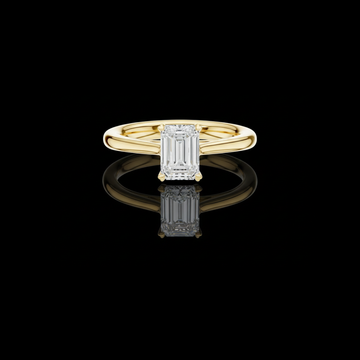 0.97 TCW Dazzling Emerald Cut Moissanite Diamond Solitaire Ring with Classic Four Prong Setting