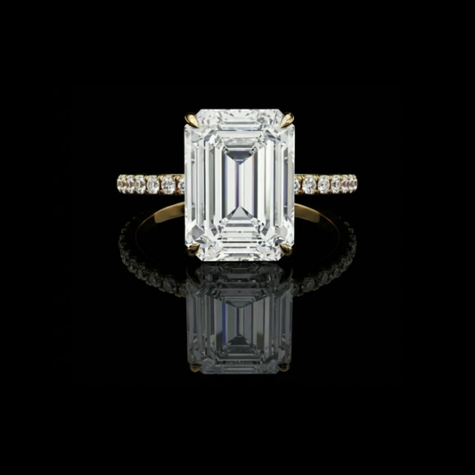 2.56 CT Designer Emerald Cut Lab Grown Diamond Ring with Pave Band Perfection For Still Love