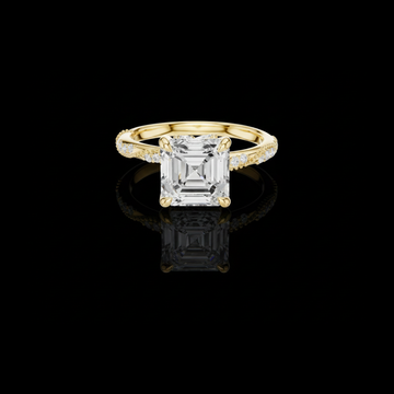 2.66 CT Luminous Emerald Cut Center Lab Grown Diamond Ring with Sparkling Pave Detail