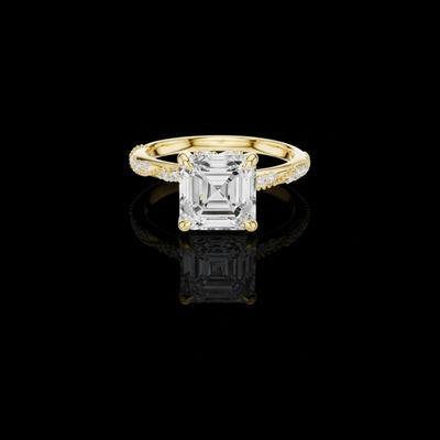 Asscher Cut Lab Diamond Pave Setting Engagement Ring