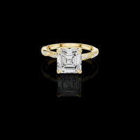 3.00 CT Luminous Asscher Cut Center Moissanite Diamond Ring with Sparkling Pave Detail