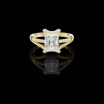 1.08 CT Luxurious Split Shank Moissanite Ring with a Brilliant Asscher Cut Diamond and Pave Accents