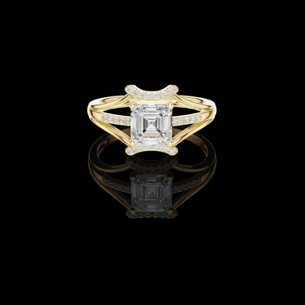 Asscher Cut Lab Diamond Pave Split Shank Engagement Ring