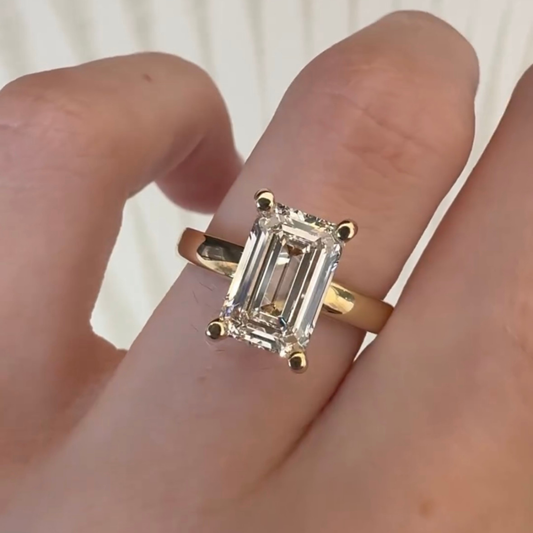 2.00 TCW Timeless Emerald Cut Solitaire Moissanite Diamond Engagement Ring in Classic Setting