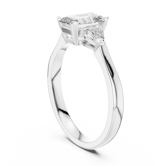 Emerald Lab Diamond Three Stone Ring For Women - view 3