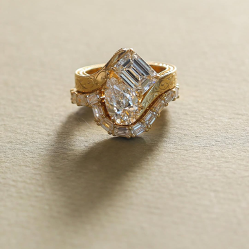 5.62 TCW Luxury Pear & Emerald Cut Toi Et Moi Lab Grown Diamond Vintage Engraved Bridal Set Ring Fine Jewelry