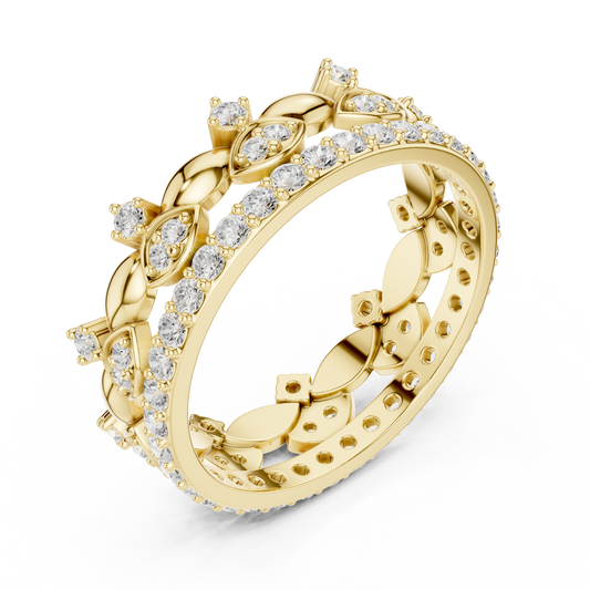 Evil Eye Round Moissanite Eternity Band With Pave Accent Wedding Ring - view 3