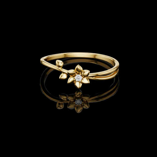 0.011 TCW Eternal Petal Glow Ring Crafted with a Sparkling Lab Grown Diamond Centerpiece