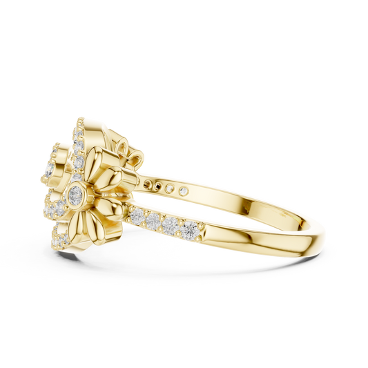 Round Moissanite Open Swirl Pave Statement Ring - view 4