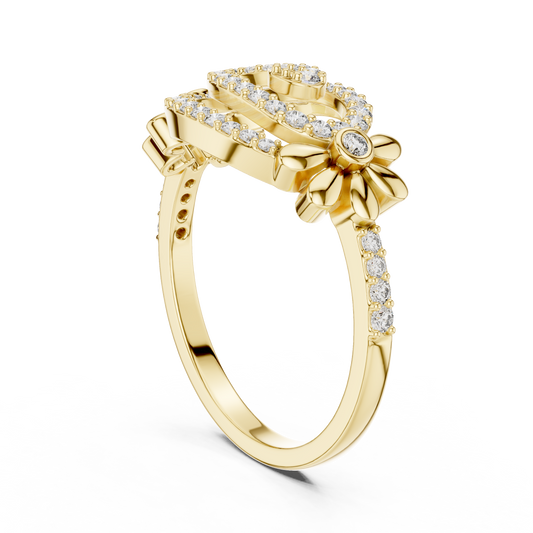 Round Lab Diamond Open Swirl Pave Statement Ring - view 3