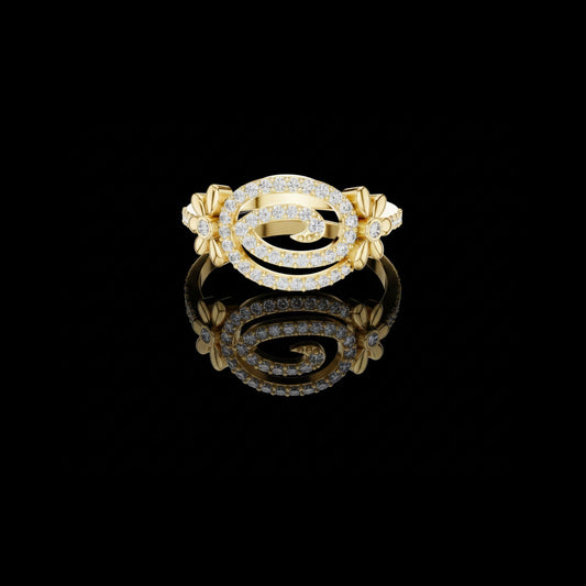 0.34 TCW Dazzling Lab Grown Round Cut Spiral Diamond Ring with Floral Side Design For Special one