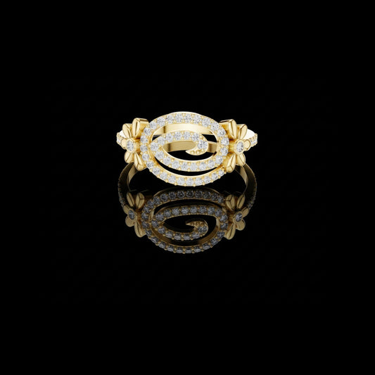 0.34 TCW Dazzling Lab Grown Round Cut Spiral Diamond Ring with Floral Side Design For Special one