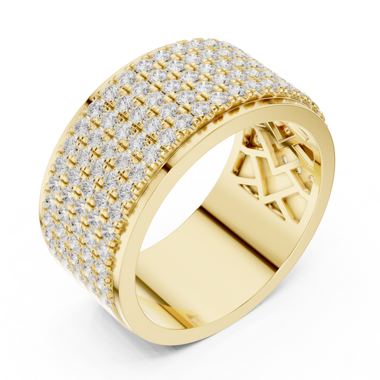 Round Cut Moissanite Men's Multi Row Grid Pave Iced Out Statement Ring - view 4