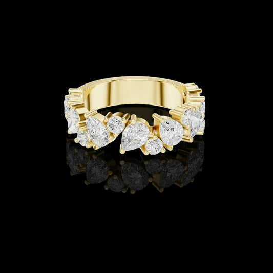 1.88 TCW Iconic Pear and Round Brilliant Moissanite Diamond Band For Anniversary Gift