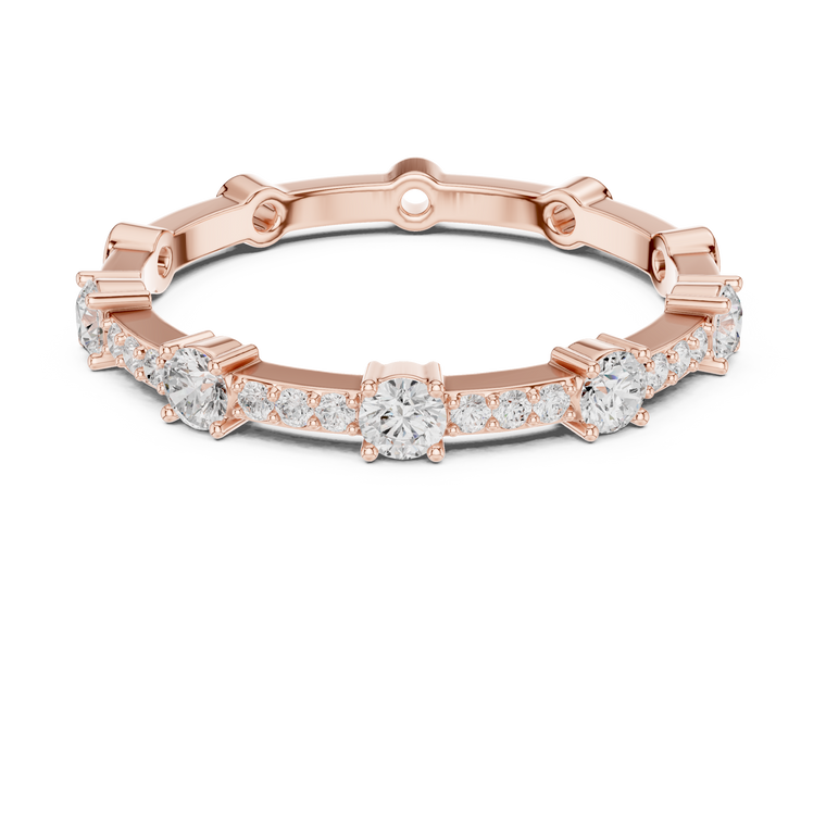 Round Lab Diamond Station Eternity Band - view 2