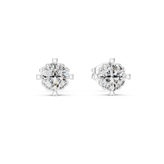 Cushion Cut Stud Earrings with Four Prong Basket Setting - view 3