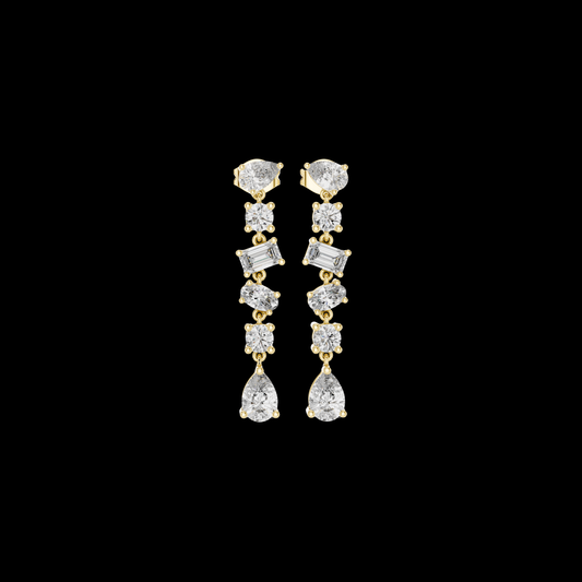 1.36 CT Celestia Cascade Multi Shape Moissanite Diamond Drop Earrings For Her