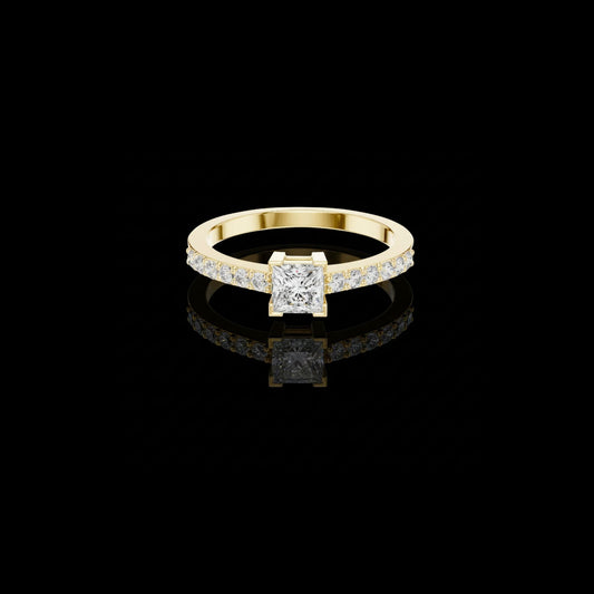 1.00 CT Signature Princess Cut Moissanite Diamond Solitaire Ring with Pave Side Brilliance For Your Girl