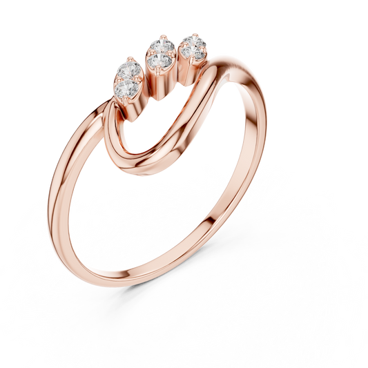 Three Marquise Cut Lab Diamond Bypass Ring with Slim Band - view 3