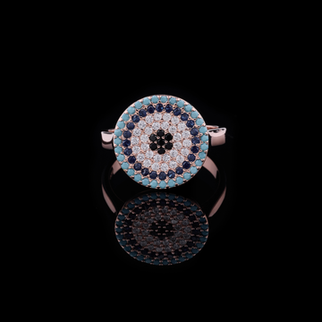 1.50 TCW Evil Eye Lab Grown Round Diamond Ring in Dainty Protection Symbol Statement Jewelry