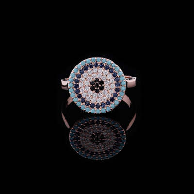Evil Eye Lab Diamond Ring Turquoise & Sapphire Accents